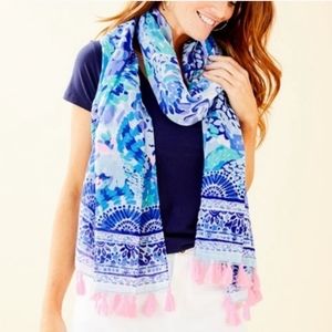 NWT Lilly Pulitzer Resort Scarf Wave After Wave Turquoise Oasis